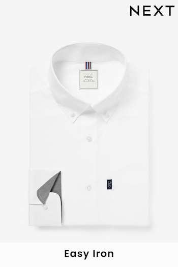 White Regular Fit Easy Iron Button Down Oxford Shirt (Q73498) | £20