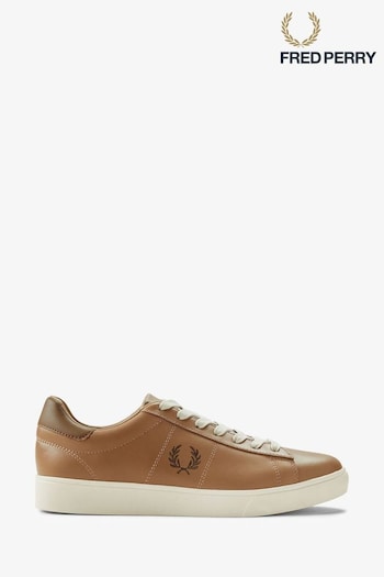 Fred Perry Spencer Leather Brown Trainers (Q73610) | £90