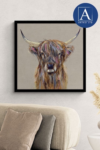 Artko Black Highland Cow by Louise Luton Framed Art (Q73622) | £65