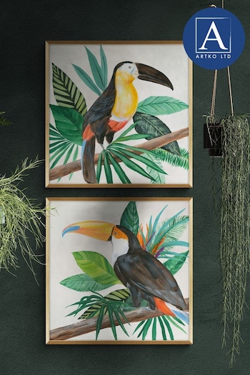 Artko Gold Tropical Birds SET OF 2 by Lily K Framed Art (Q73647) | £95