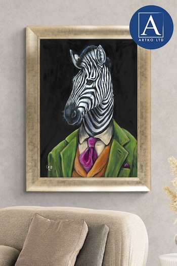 Artko Gold Zachariah Zebra by Louise Brown Framed Art (Q73671) | £110
