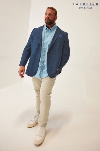 BadRhino Big & Tall Blue Short Tweed Wool Mix Suit Jacket (Q73720) | £105