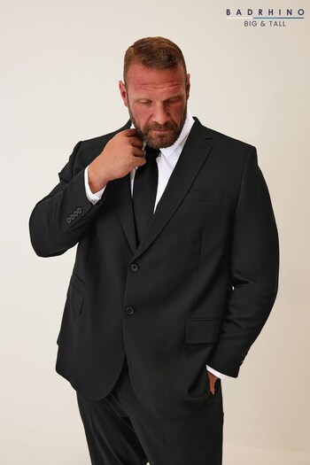 BadRhino Big & Tall Black Long Plain Suit Jacket (Q73722) | £75