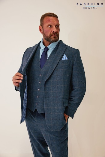 BadRhino Big & Tall Blue Tweed Wool Mix Suit Jacket (Q73727) | £105