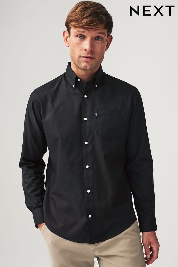 Plain black button up shirt top