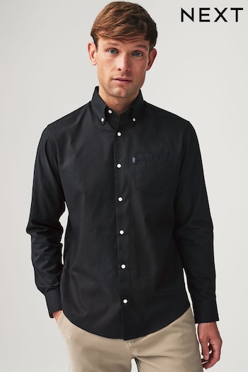 Black Regular Fit Easy Iron Button Down Oxford Shirt (Q73749) | £20