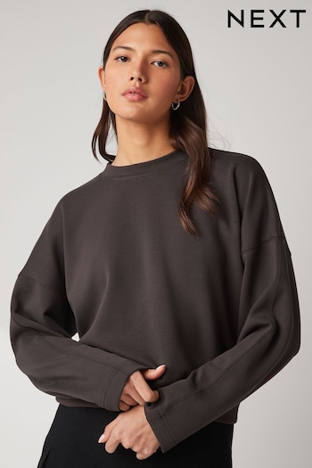 Dark Brown Slinky Crew Neck Long Sleeve Sweatshirt (Q73804) | £28