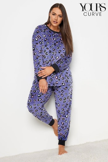 Yours Curve Blue Funky Animal Velour Lounge Set (Q73815) | £29