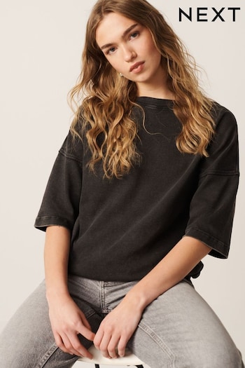 Charcoal Grey Oversized Longline T-Shirt (Q73879) | £12
