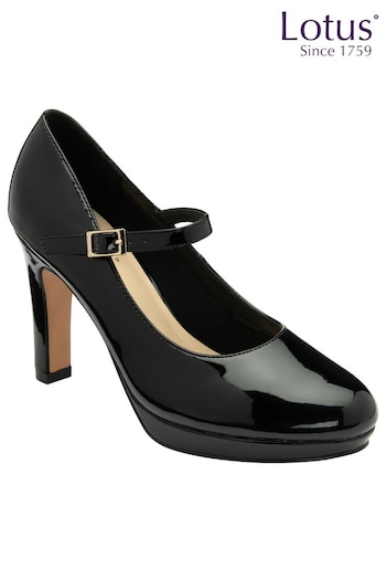 Lotus Jet Black Mary-Jane Shoes (Q73942) | £60