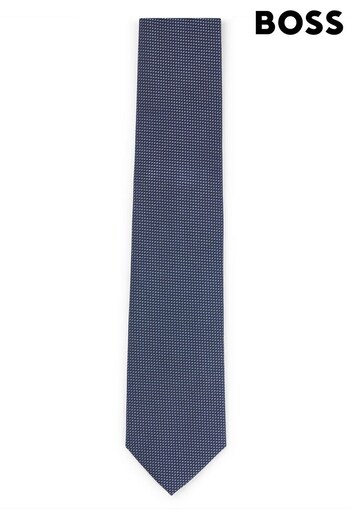 BOSS Blue Silk-Jacquard Tie With All-Over Micro Pattern (Q73987) | £69