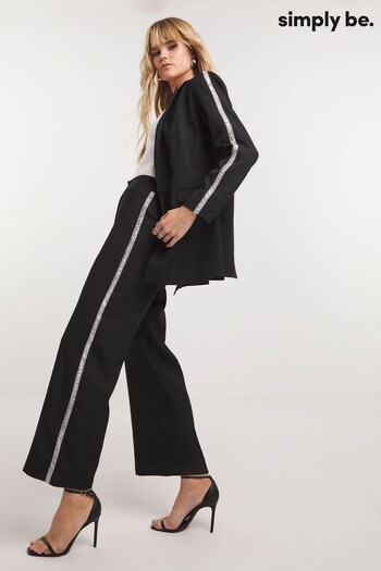 Simply Be Black Diamonte Trim Trousers (Q74005) | £36