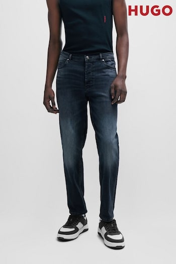 HUGO Tapered-Fit Alessandra Jeans in Dark-Blue Comfort-Stretch Denim (Q74015) | £119