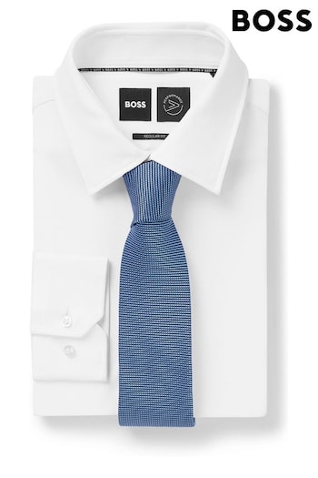 BOSS Blue Silk-Jacquard Tie With All-Over Micro Pattern (Q74016) | £69