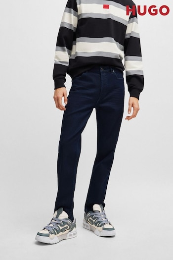 HUGO Tapered-Fit Smock Jeans in Dark-Blue Comfort-Stretch Denim (Q74017) | £99