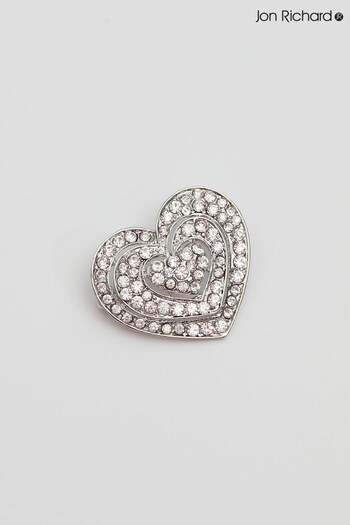 Jon Richard Silver Crystal Heart Brooch - Gift Boxed (Q74056) | £20