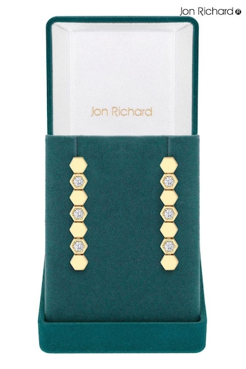 Jon Richard Gold Tone Cubic Zirconia Tennis Earrings (Q74071) | £30
