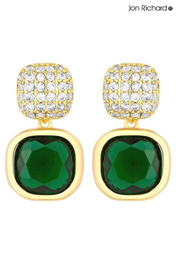 Jon Richard Gold Pave And Emerald Drop Earrings (Q74082) | £25