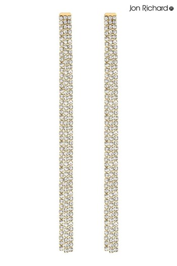 Jon Richard Gold Crystal Long Diamante Earrings (Q74086) | £25