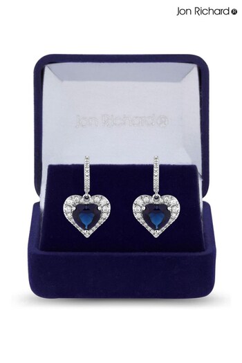 Jon Richard Silver Cubic Zirconia Heart Earrings - Gift Boxed (Q74101) | £35