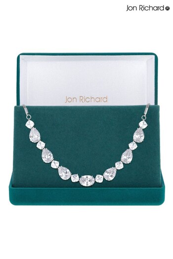 Jon Richard Silver Cubic Zirconia Mixed Stone Necklace - Gift Boxed (Q74112) | £70
