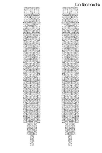 Jon Richard Silver Crystal Diamante Drop Earrings (Q74116) | £30