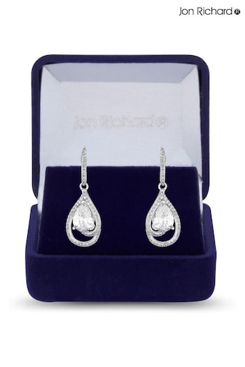 Jon Richard Silver Cubic Zirconia Pear Drop Earrings - Gift Boxed (Q74140) | £35