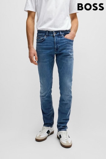 BOSS Mid Blue Tapered Fit Super Stretch Denim Jeans (Q74195) | £129