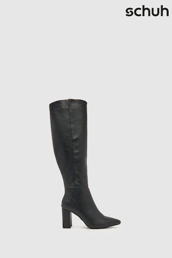 Schuh Dua Block Heel Knee Black Boots (Q74226) | £65