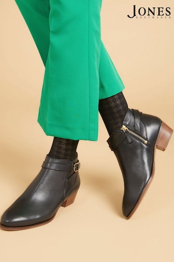 Jones Bootmaker Fairlop Leather Heeled Ankle Black Boots (Q74229) | £99