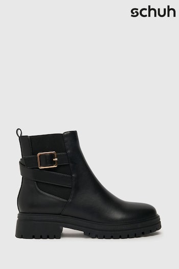 Schuh Arrow Chunky Buckle Black Boots (Q74238) | £45