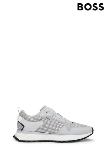 BOSS Grey Mixed-Material Trainers With Mesh Details and Branding (Q74250) | £199