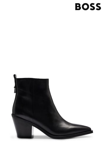 BOSS Black Cuban Heel Leather Ankle Boots (Q74255) | £349