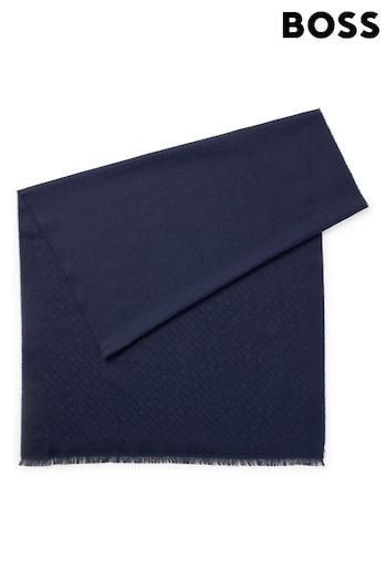 BOSS Blue Wool Blend Jaquard Woven Scarf (Q74256) | £99