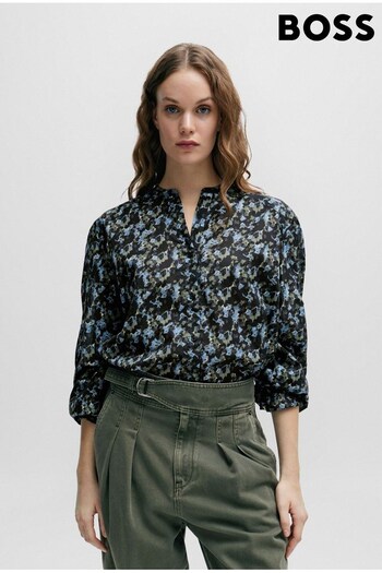 BOSS Black Regular Fit Blouse In Printed Cotton Voile (Q74258) | £129