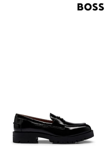 BOSS Black Chunky Leather Moccasins Loafers (Q74264) | £199