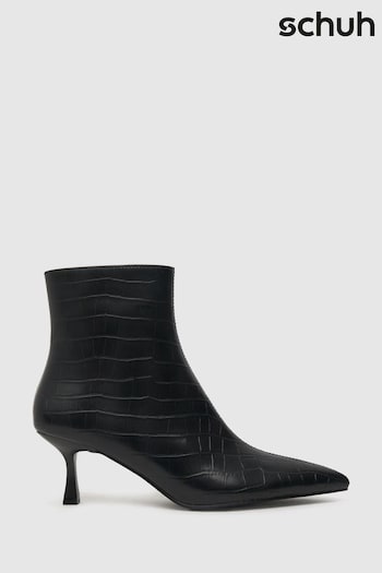 Schuh Beverly Croc Effect Black Boots (Q74268) | £40