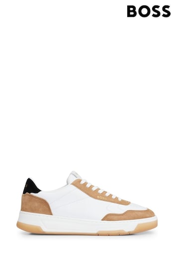 BOSS Brown Low Top Logo Leather Trainers (Q74275) | £229