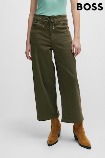 BOSS Green Wide Relaxed Fit Cropped Paperbag Trousers (Q74278) | £179