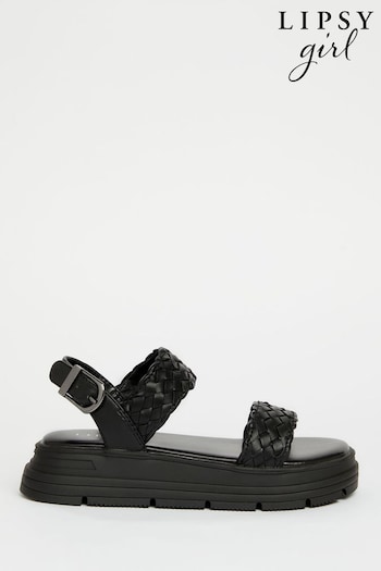 Lipsy Black Chunky Flat Double Strap Sandal (Q74299) | £29 - £33