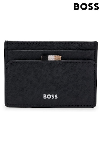 BOSS Black Structured Card Holder With Signature Stripe and Logo (Q74314) | £69