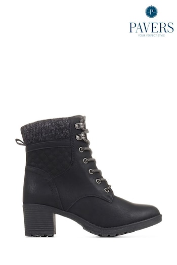 Pavers Lace-Up Ankle Black Boots (Q74328) | £45