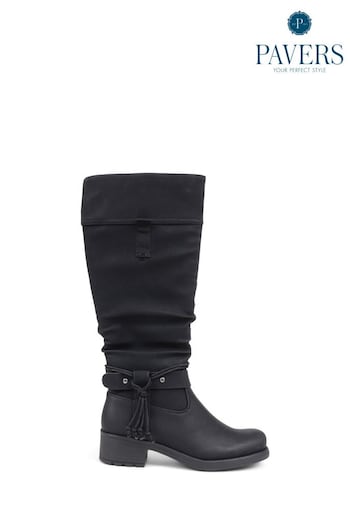 Pavers Casual Knee High Black York Boots (Q74329) | £50