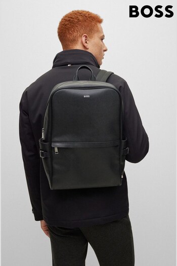 BOSS Black Structured Backpack With Silver-Tone Logo (Q74336) | £289