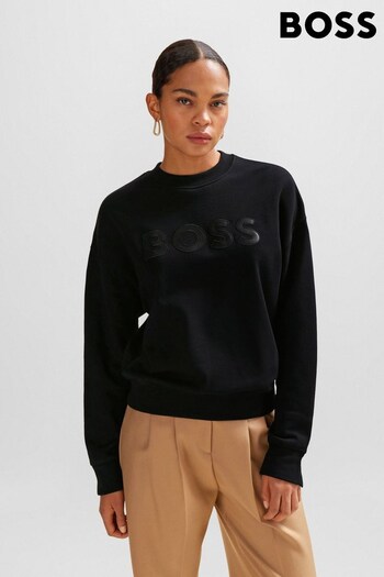 BOSS Black Cotton Terry Sweatshirt With Logo Detail (Q74338) | £179