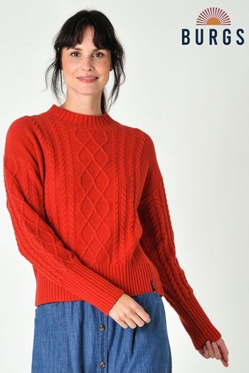 Burgs Woodleigh Womens Soft Cable Knit Crew Neck Jumper (Q74389) | £62