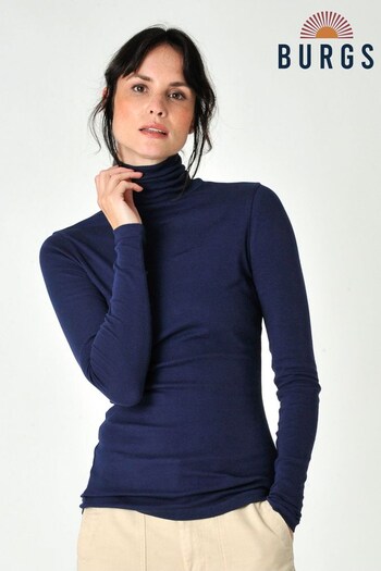 Burgs Womens Blue Agnes Roll Neck T-Shirt (Q74448) | £32