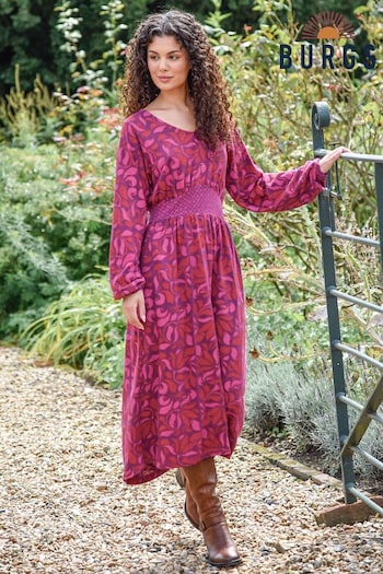 Burgs Womens Pink Rillaton Mix Print Midi Dress (Q74449) | £68