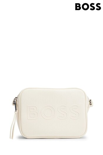 BOSS White Grained Faux Leather Crossbody Bag With Outline Logo (Q74538) | £139