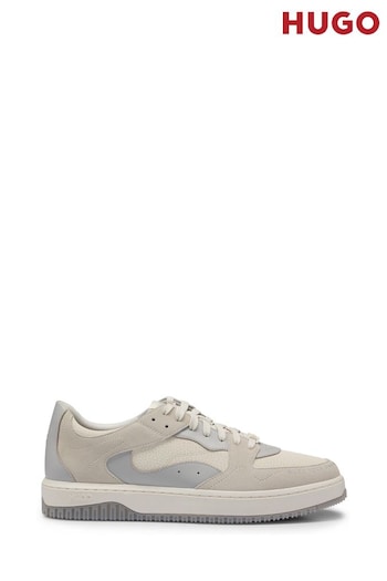 HUGO Cream Leather and Suede Mix Trainers (Q74549) | £199